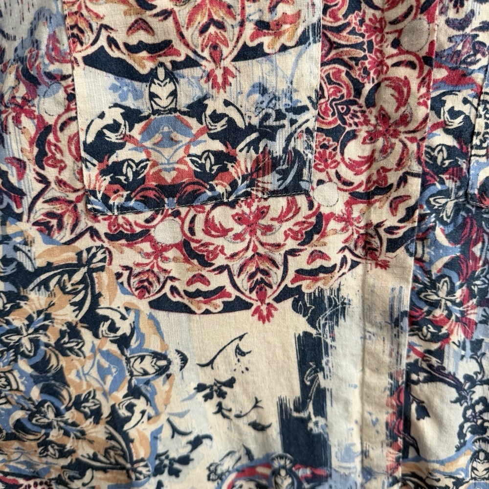Dana Buchman Linen Blend Button Up Tank Blouse Multicolor Women's Size XXL Boho - Picture 2 of 5